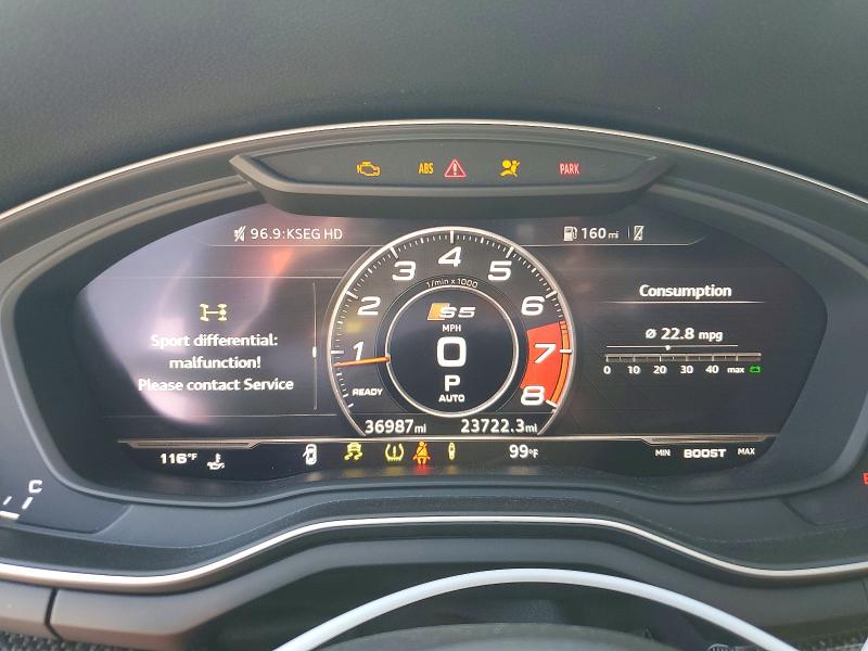 2018 Audi Rs5 VIN WAU24GF54JN021301 COPART salvage auction — FRONT END, Ca - Salvage Certificate, sold $6,600 on 2026-07-23 (photo 9)