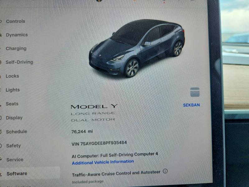2023 Tesla Model y VIN 7SAYGDEE8PF935484 COPART salvage auction — SIDE, Co - Public - Salvage Title, sold $11,300 on 2026-09-04 (photo 9)