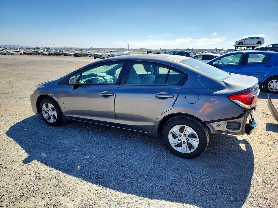 2013 Honda Civic VIN 19XFB2F56DE215379 COPART salvage auction — REAR END, Ca - Salvage Certificate, sold $2,950 on 2026-07-02 (photo 2)