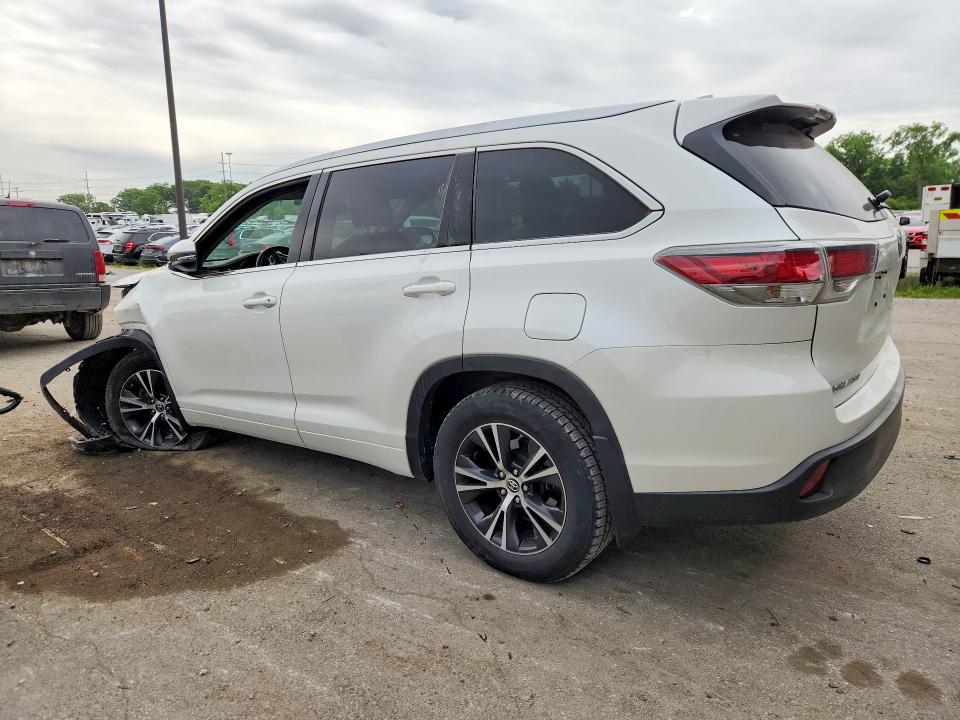 2016 Toyota Highlander VIN 5TDJKRFH9GS254412 COPART salvage auction — FRONT END, In - Cert Of Title-Salvage Title, sold $5,900 on 2026-07-27 (photo 2)