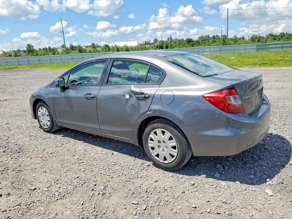 2012 Honda Civic VIN 2HGFB2E49CH017036 COPART salvage auction — SIDE, On - Permit No Brand - Unfit, sold $1,050 on 2026-07-02 (photo 2)