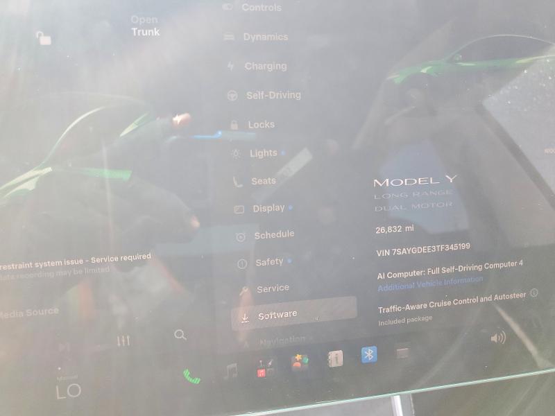 2026 Tesla Model y VIN 7SAYGDEE3TF345199 COPART salvage auction — SIDE, CA - SALVAGE CERTIFICATE, sold $15,800 on 2026-07-27 (photo 9)