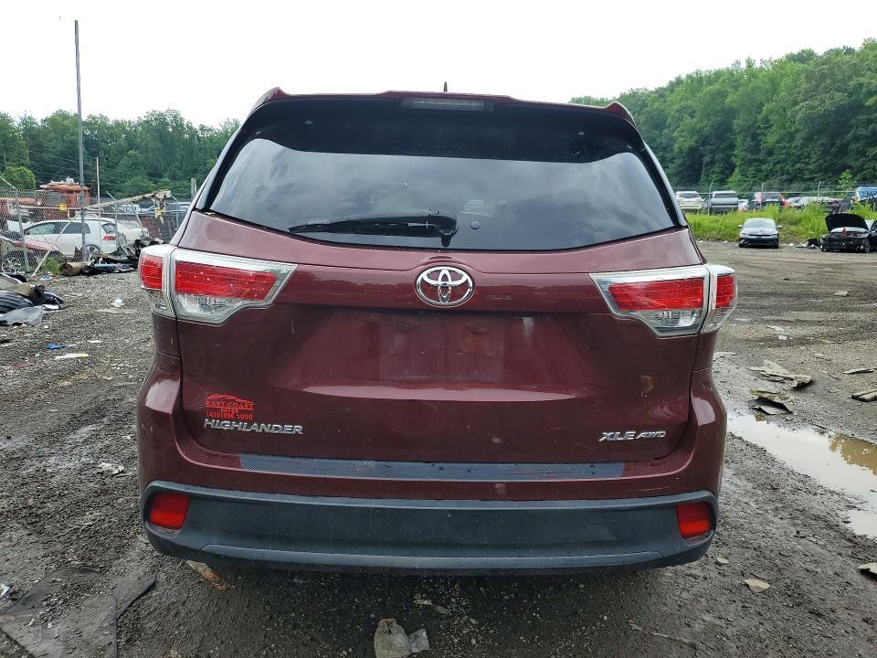 2016 Toyota Highlander VIN 5TDJKRFH4GS253779 COPART salvage auction — FRONT END, Md - Cert Of Salvage < 75% Damage, sold $9,300 on 2026-07-14 (photo 6)