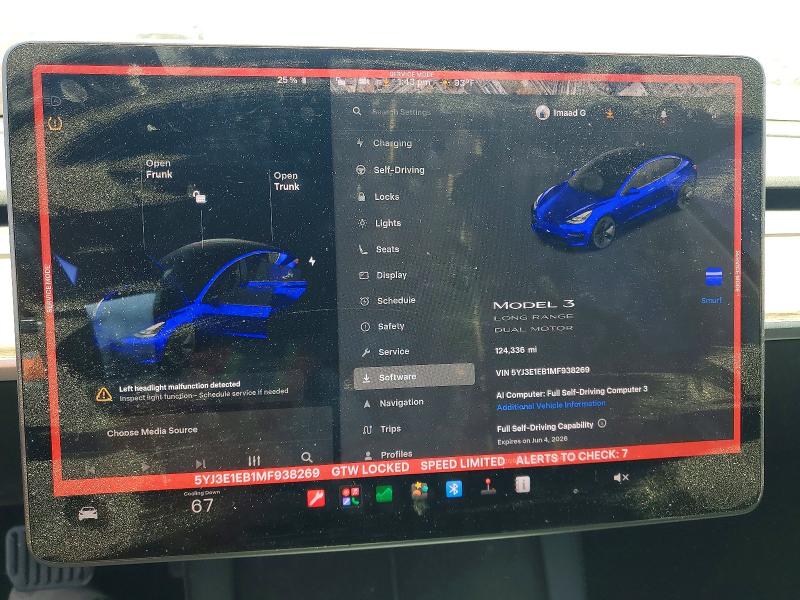 2021 Tesla Model 3 VIN 5YJ3E1EB1MF938269 COPART salvage auction — FRONT END, Ca - Salvage Certificate, sold $500 on 2026-07-28 (photo 9)