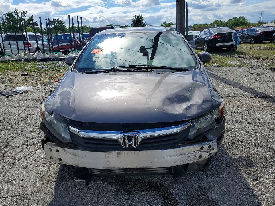 2012 Honda Civic VIN 19XFB2F55CE048589 COPART salvage auction — FRONT END, Il - Salvage Certificate, sold $575 on 2026-07-31 (photo 5)
