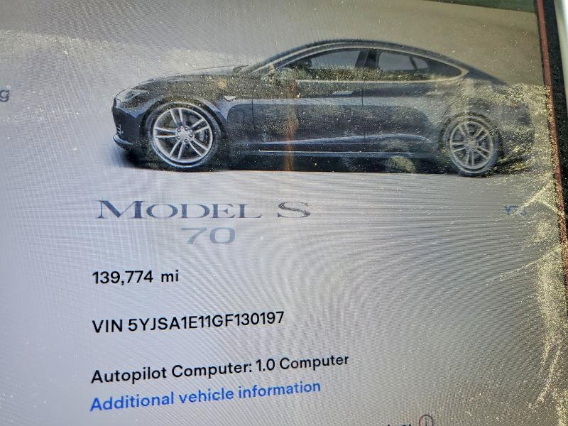 2016 Tesla VIN 5YJSA1E11GF130197 COPART salvage auction — REAR END, Va - Certificate Of Title (P), sold $3,500 on 2026-07-09 (photo 9)
