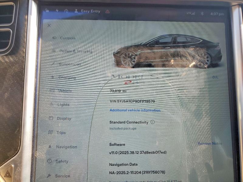 2013 Tesla Model s VIN 5YJSA1CP9DFP19579 COPART salvage auction — FRONT END, NV - CERTIFICATE OF TITLE, sold $2,600 on 2026-07-16 (photo 9)
