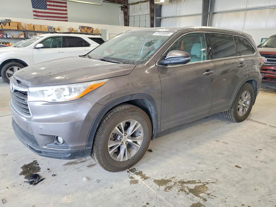 2015 Toyota Highlander VIN 5TDJKRFH8FS151321 COPART salvage auction — HAIL, Ne - Cert Of Title-Salvage, sold $6,000 on 2026-07-14 (photo 1)