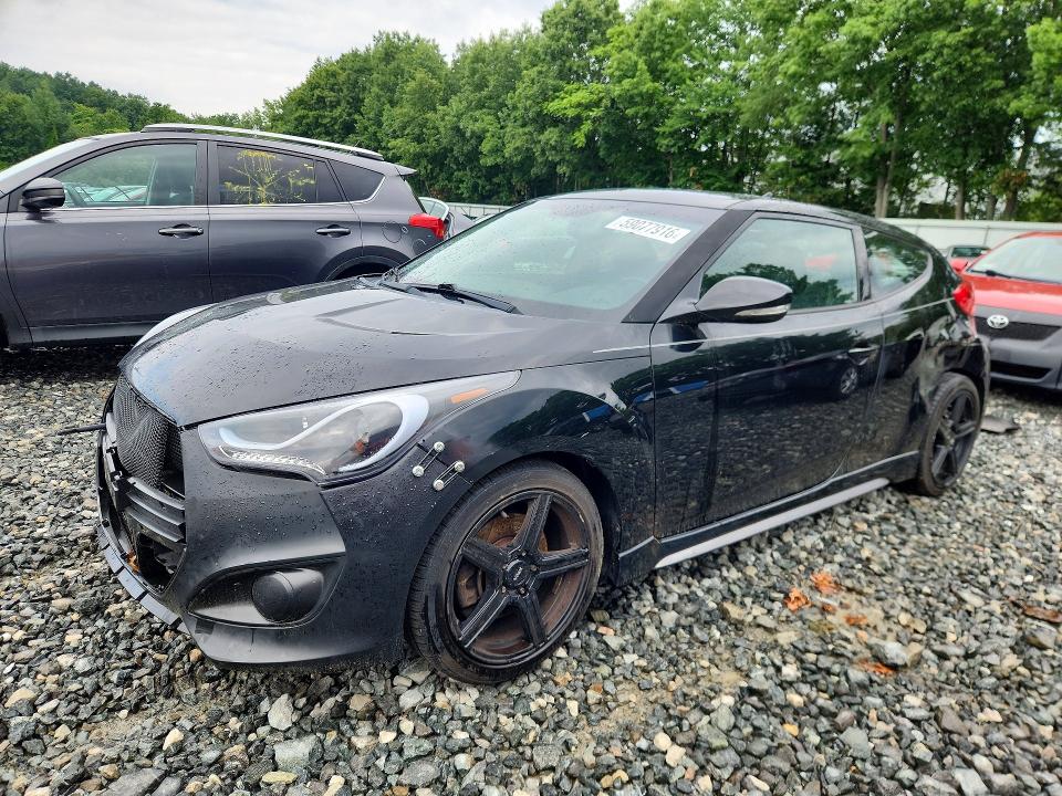 2014 Hyundai Veloster VIN KMHTC6AE1EU192123 COPART salvage auction — REAR END, MA - CERT OF TITLE-RECONSTRCTD COLL, sold $400 on 2026-07-22 (photo 1)