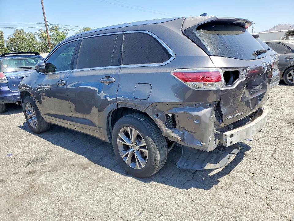 2014 Toyota Highlander VIN 5TDKKRFH6ES015126 COPART salvage auction — REAR END, Ca - Salvage Certificate, sold $6,500 on 2026-07-02 (photo 2)