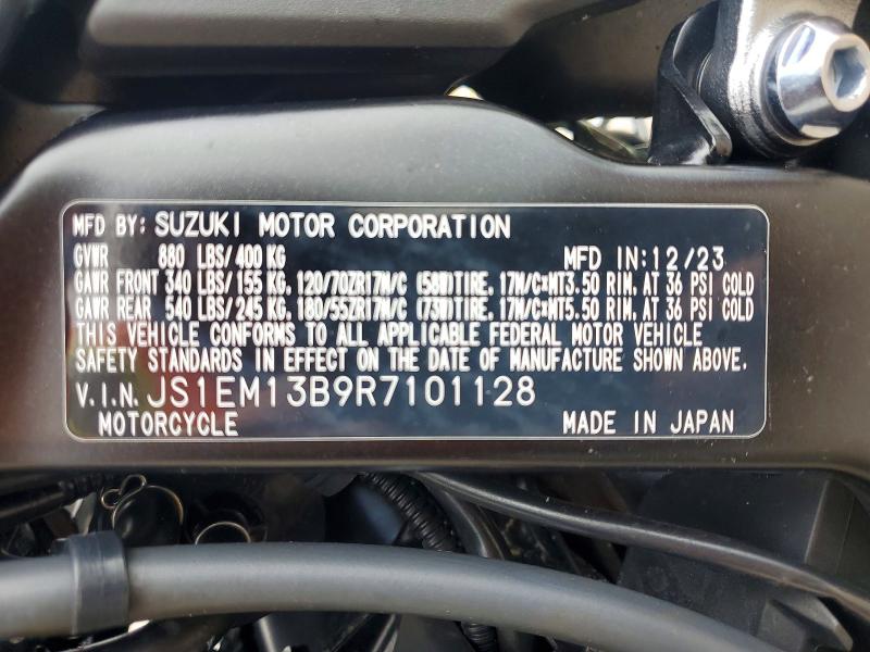 2024 Suzuki VIN JS1EM13B9R7101128 COPART salvage auction — FRONT END, Al - Cert Of Title-Salvage Title, sold $2,200 on 2026-07-23 (photo 9)
