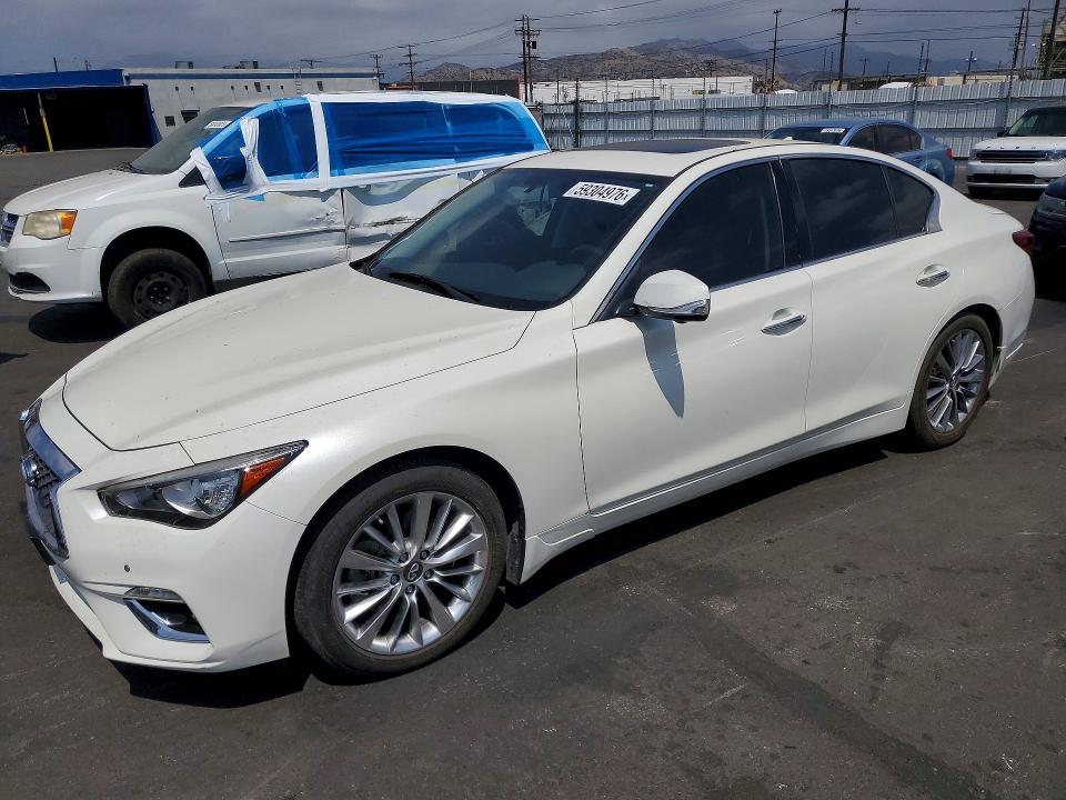 2021 Infiniti Q50 VIN JN1EV7BP9MM705066 COPART salvage auction — VANDALISM, CA - SALVAGE CERTIFICATE, sold $7,100 on 2026-07-27 (photo 1)