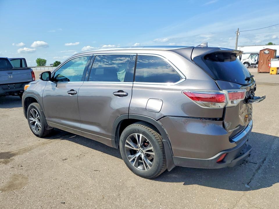 2016 Toyota Highlander VIN 5TDJKRFH7GS339507 COPART salvage auction — REAR END, Mn - Cert Of Title-Salvage, sold $6,200 on 2026-07-09 (photo 2)