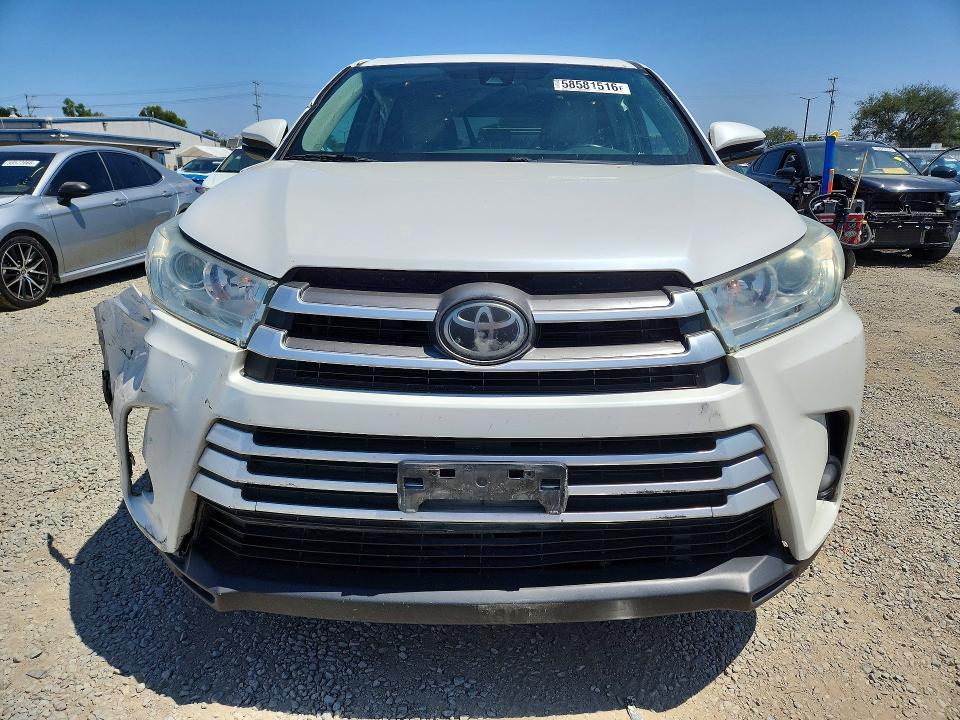 2018 Toyota Highlander VIN 5TDBZRFH1JS819503 COPART salvage auction — FRONT END, Ca - Salvage Certificate, sold $5,900 on 2026-07-14 (photo 5)