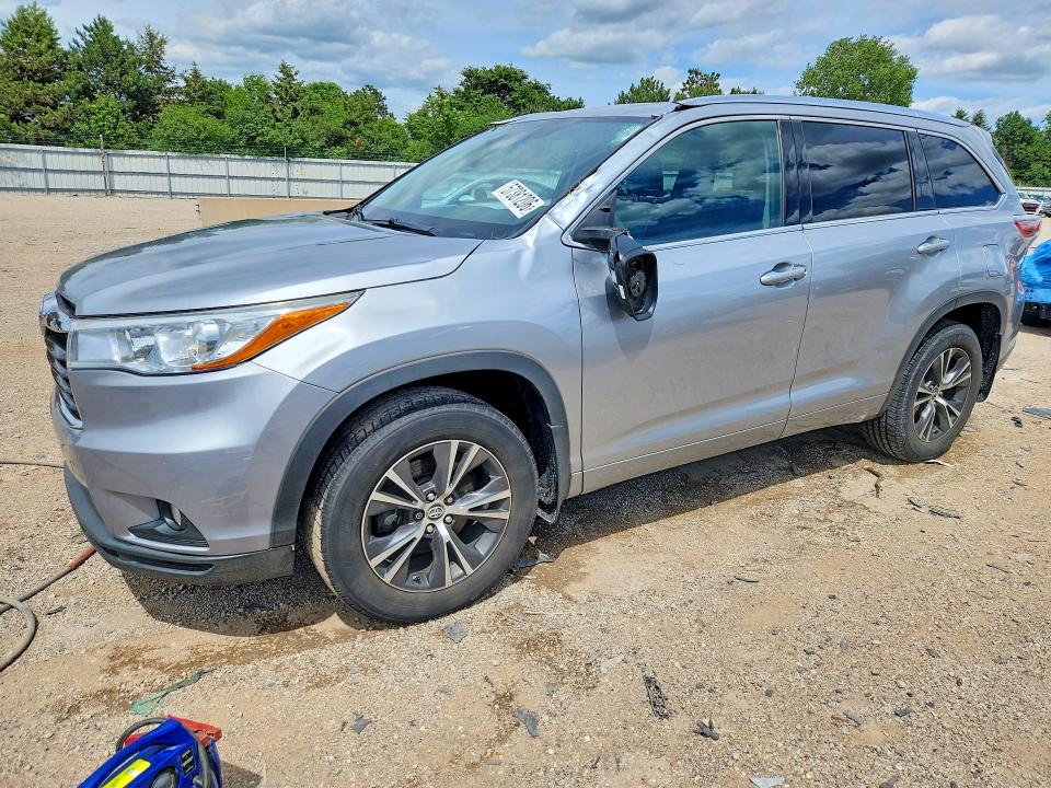 2016 Toyota Highlander VIN 5TDJKRFH9GS502304 COPART salvage auction — SIDE, Il - Salvage Certificate, sold $5,400 on 2026-07-28 (photo 1)