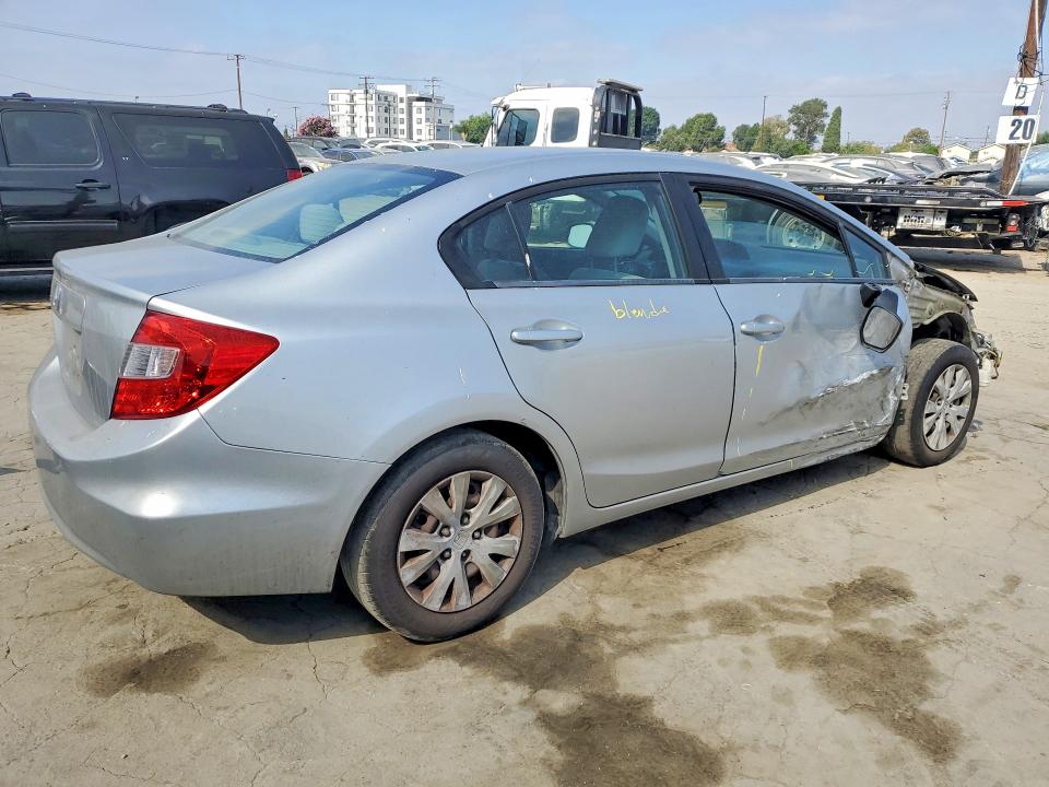 2012 Honda VIN 2HGFB2F56CH324669 COPART salvage auction — FRONT END, Ca - Salvage Certificate, sold $1,250 on 2026-07-02 (photo 3)