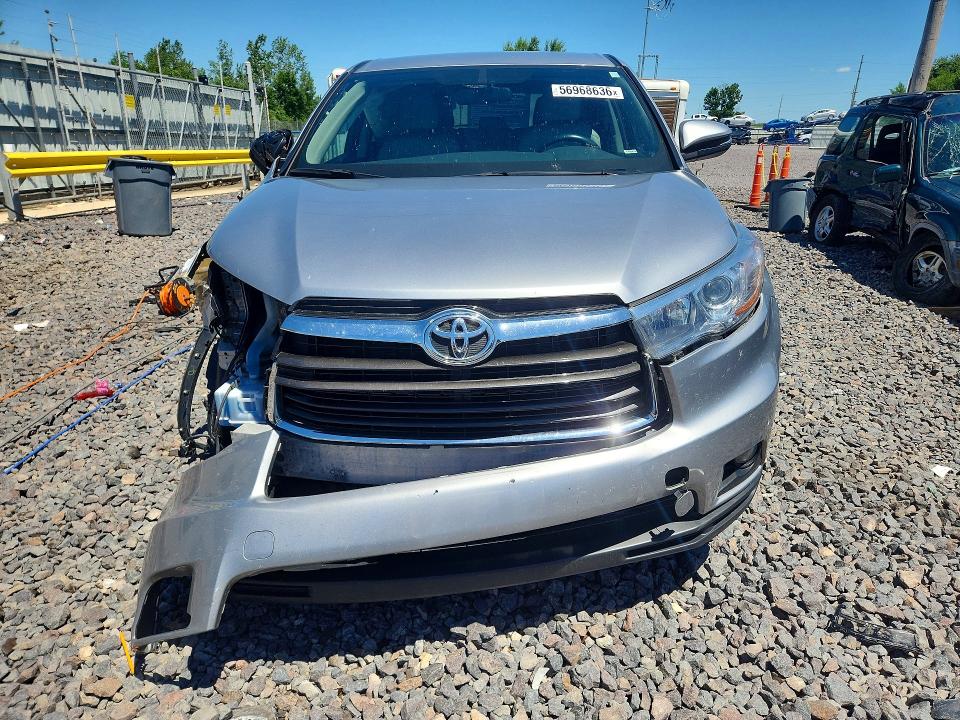 2016 Toyota Highlander VIN 5TDBKRFH8GS325376 COPART salvage auction — FRONT END, Il - Salvage Certificate, sold $5,200 on 2026-07-20 (photo 5)