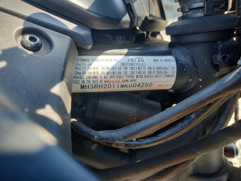 2021 Yamaha Mt-03 VIN MH3RH20Y1MK004250 COPART salvage auction — FRONT END, GA - CERT OF TITLE-SALVAGE, sold $1,750 on 2026-07-09 (photo 9)