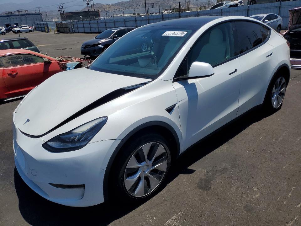 2021 Tesla Model y VIN 5YJYGDEE3MF090052 COPART salvage auction — FRONT END, Ca - Salvage Certificate, sold $8,600 on 2026-07-06 (photo 1)