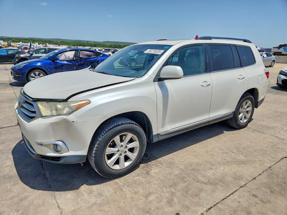 2013 Toyota Highlander VIN 5TDZK3EH3DS095657 COPART salvage auction — FRONT END, Tx - Salvage Vehicle Title, sold $3,100 on 2026-07-09 (photo 1)