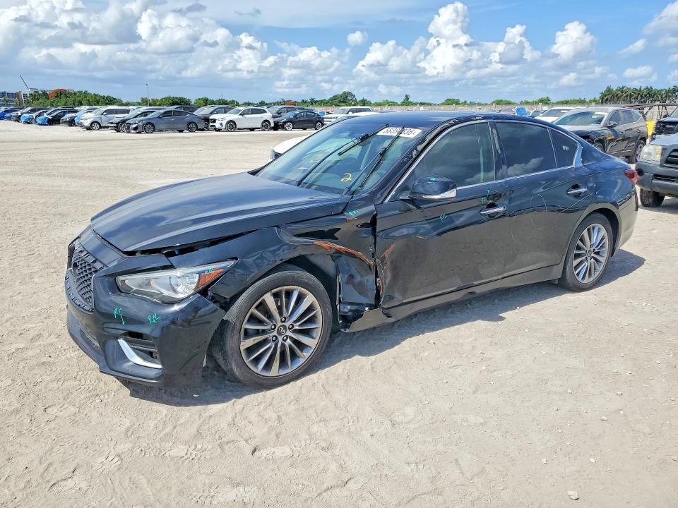 2019 Infiniti Q50 VIN JN1EV7AP6KM514865 COPART salvage auction — FRONT END, Fl - Cert Of Title Slvg Rebuildable, sold $1,350 on 2026-07-22 (photo 1)