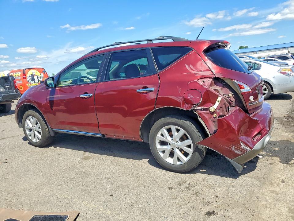 2012 Nissan Murano VIN JN8AZ1MW0CW233316 COPART salvage auction — REAR END, Pa - Certificate Of Salvage, sold $400 on 2026-07-17 (photo 2)