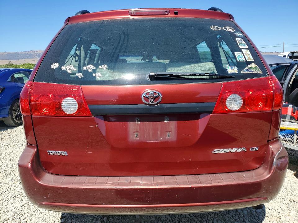 2006 Toyota Sienna VIN 5TDZA23C76S518800 COPART salvage auction — REAR END, Ca - Salvage Certificate, sold $600 on 2026-07-14 (photo 6)