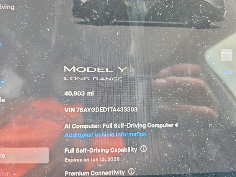 2026 Tesla Model y VIN 7SAYGDED1TA433303 COPART salvage auction — FRONT END, Va - Cert Of Title - Salvage, sold $13,900 on 2026-07-29 (photo 9)