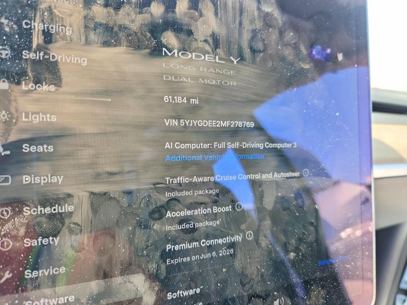 2021 Tesla Model y VIN 5YJYGDEE2MF278769 COPART salvage auction — FRONT END, Ut - Salvage Certificate, sold $9,200 on 2026-07-24 (photo 9)