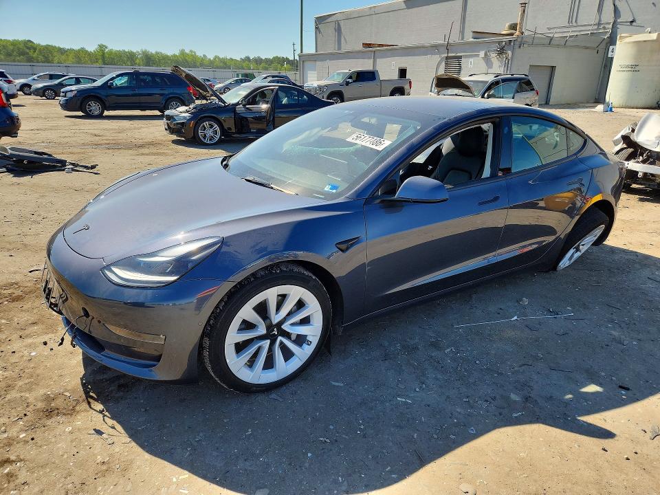 2022 Tesla Model 3 VIN 5YJ3E1EB6NF129352 COPART salvage auction — SIDE, Va - Cert Of Title - Salvage, sold $5,200 on 2026-07-29 (photo 1)