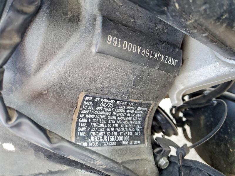 2024 Kawasaki Zx VIN JKBZXJK15RA000166 COPART salvage auction — SIDE, Or - Salvage Title Certificate, sold $125 on 2026-07-30 (photo 9)