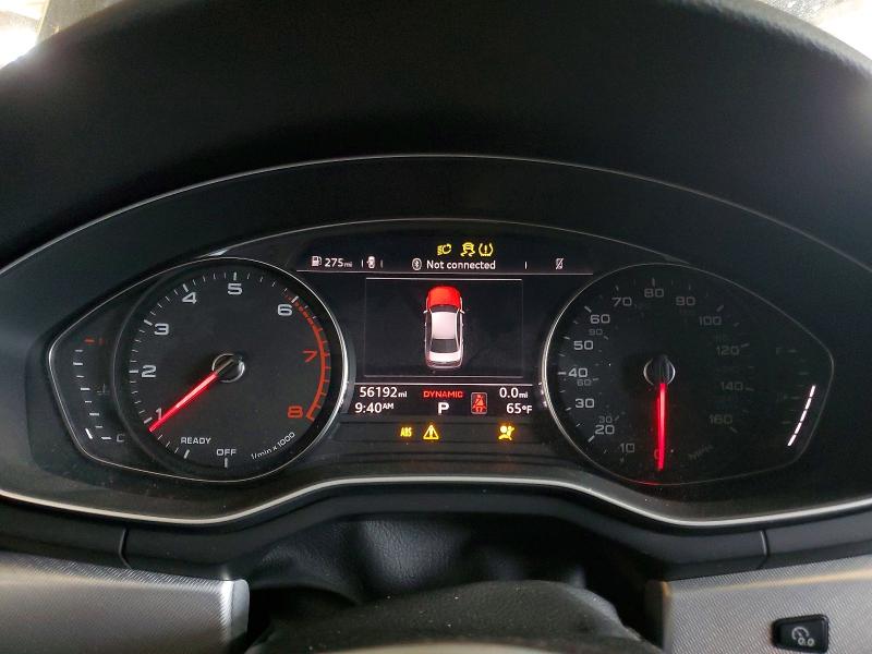 2018 Audi A4 VIN WAULMAF44JN009593 COPART salvage auction — FRONT END, Ca - Salvage Certificate, sold $5,100 on 2026-07-02 (photo 9)