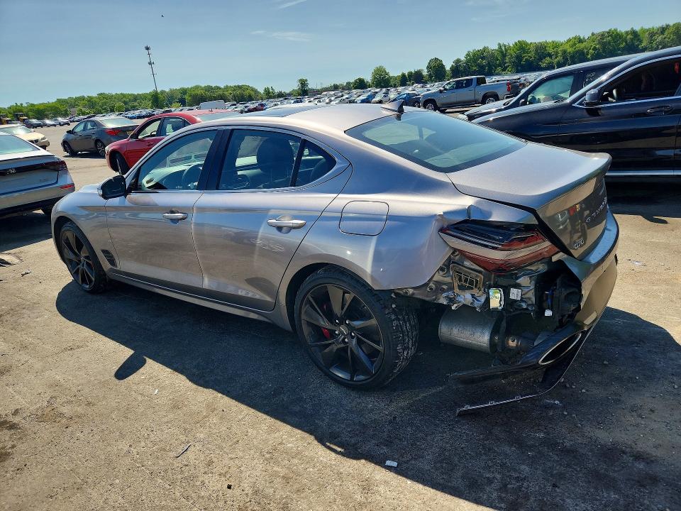 2023 Genesis G70 VIN KMTG54TE3PU130938 COPART salvage auction — REAR END, Salvage Title, sold $7,700 on 2026-07-28 (photo 2)