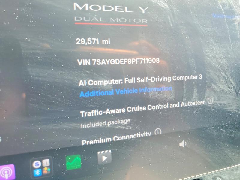 2023 Tesla Model y VIN 7SAYGDEF9PF711908 COPART salvage auction — SIDE, Nv - Salvage Title, sold $10,700 on 2026-07-06 (photo 9)