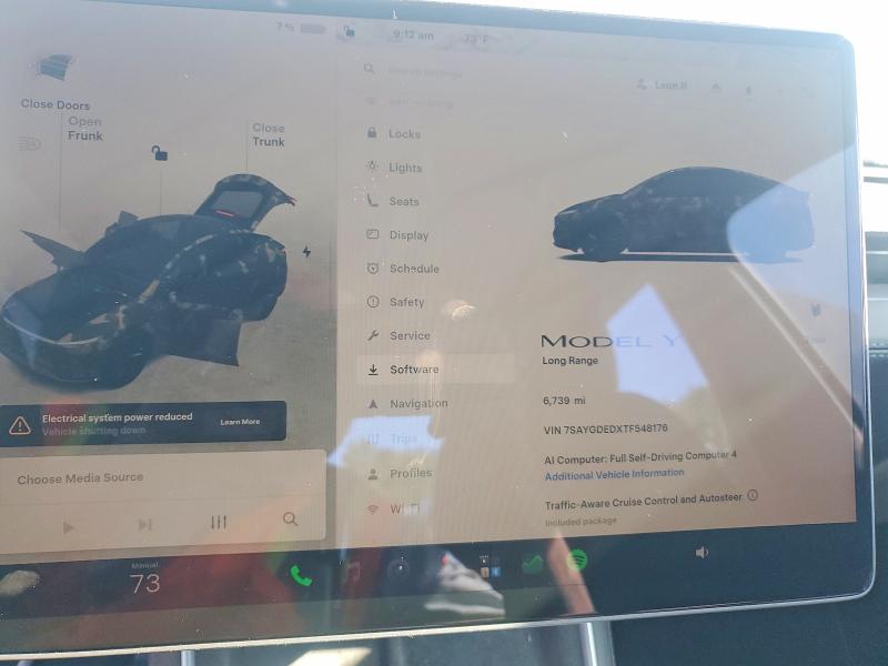 2026 Tesla Model y VIN 7SAYGDEDXTF548176 COPART salvage auction — FRONT END, Ny - Cert Of Title-Salvage, sold $18,900 on 2026-07-10 (photo 9)