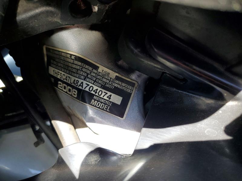 2008 Honda Gl1800c VIN 1HFSC47L48A704074 COPART salvage auction — FRONT END, Nv - Salvage Title, sold $5,700 on 2026-07-09 (photo 9)
