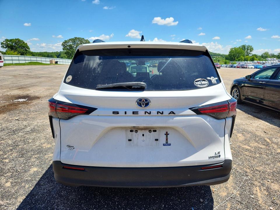 2022 Toyota VIN 5TDKRKECXNS126626 COPART salvage auction — HAIL, Wi - Cert Of Title-Claim Paid, sold $18,300 on 2026-07-14 (photo 6)