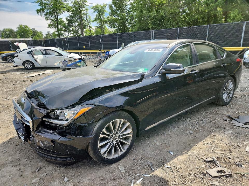 2015 Hyundai Genesis VIN KMHGN4JEXFU042464 COPART salvage auction — FRONT END, Md - Cert Of Salvage > 75% Damage, sold $2,400 on 2026-07-17 (photo 1)