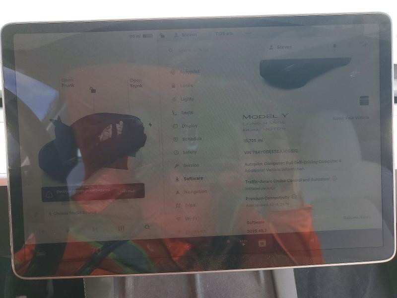 2025 Tesla Model y VIN 7SAYGDEE5SA360332 COPART salvage auction — FRONT END, Nv - Salvage Title, sold $4,350 on 2026-07-15 (photo 9)