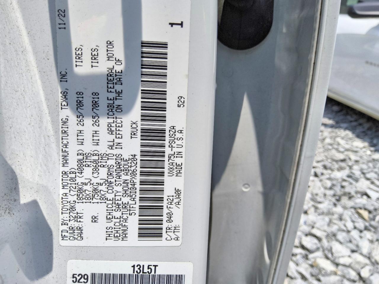 2023 Toyota Tundra VIN 5TFLA5DB4PX063204 COPART salvage auction — SIDE, Ca - Certificate Of Title, sold $21,500 on 2026-07-28 (photo 8)