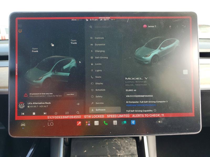 2021 Tesla VIN 5YJYGDEE6MF094550 COPART salvage auction — REAR END, Ca - Salvage Certificate, sold $11,100 on 2026-07-20 (photo 9)