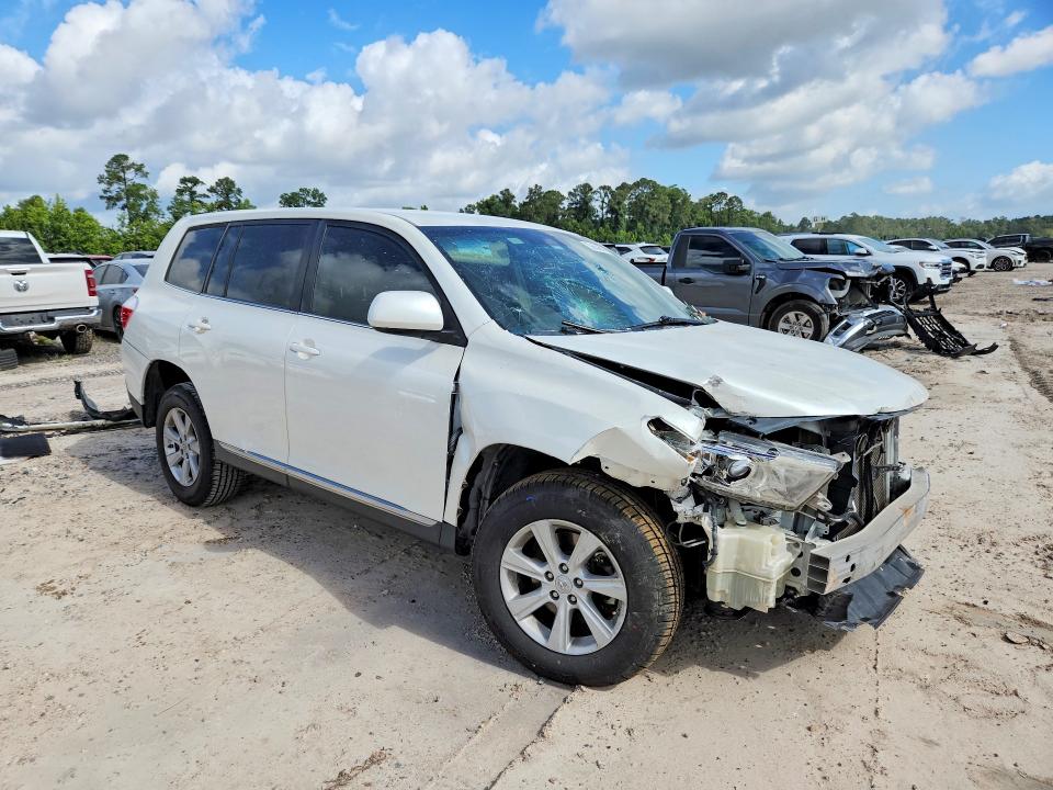 2013 Toyota Highlander VIN 5TDZA3EH8DS037286 COPART salvage auction — FRONT END, Tx - Salvage Vehicle Title, sold $3,800 on 2026-07-07 (photo 4)