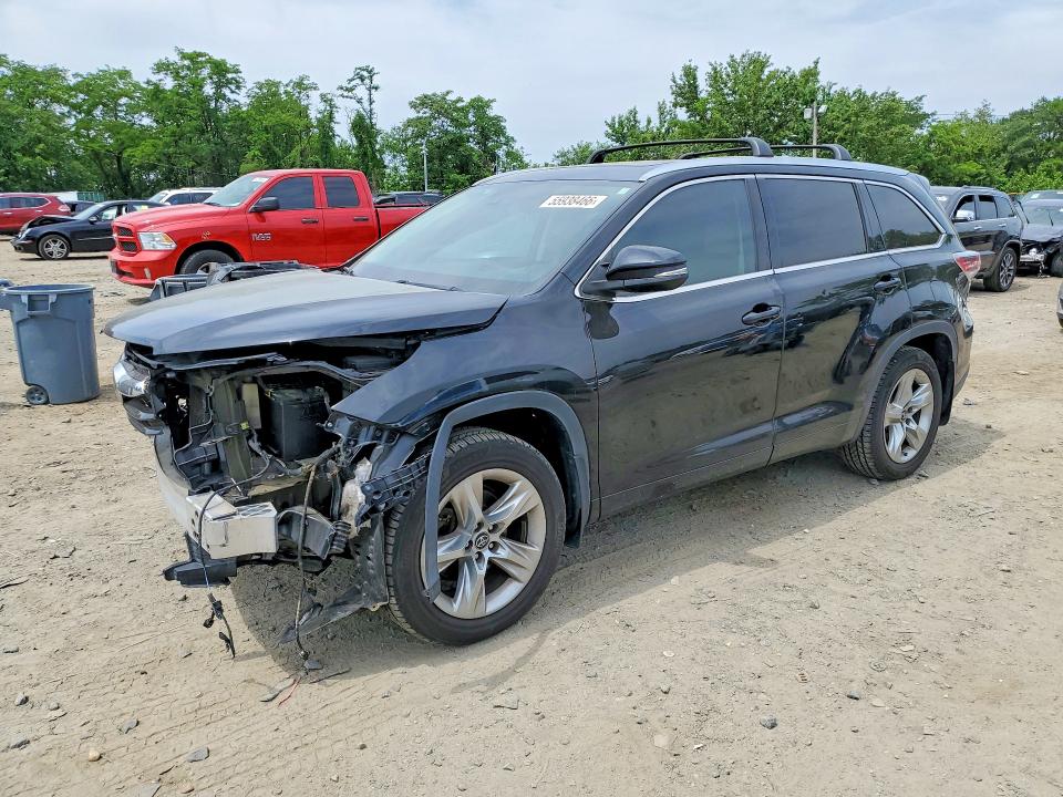 2016 Toyota Highlander VIN 5TDDKRFH3GS292814 COPART salvage auction — FRONT END, Md - Cert Of Salvage > 75% Damage, sold $9,000 on 2026-07-07 (photo 1)
