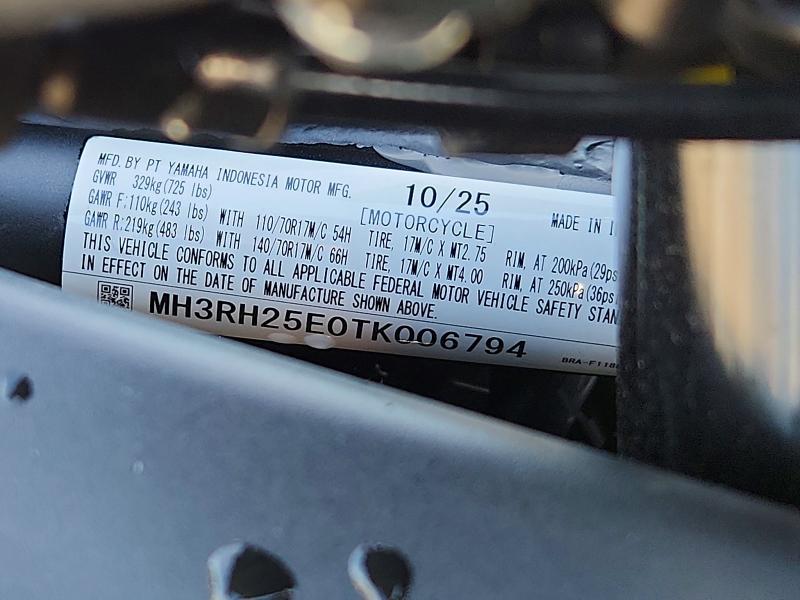 2026 Yamaha VIN MH3RH25E0TK006794 COPART salvage auction — FRONT END, Salvage Title, sold $1,200 on 2026-09-03 (photo 9)