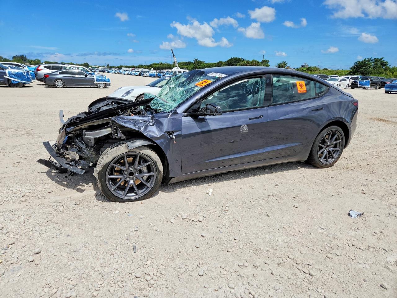 2023 Tesla Model 3 VIN 5YJ3E1EA6PF648783 COPART salvage auction — Front End, MD - CERTIFICATE OF TITLE, sold $4,950 on 2026-07-03 (photo 1)