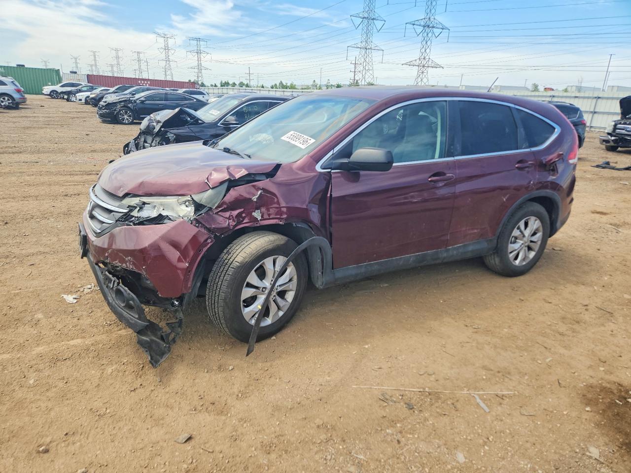 2013 Honda CR-V VIN 5J6RM4H56DL054064 COPART salvage auction — Front End, IL - SALVAGE CERTIFICATE, sold $2,700 on 2026-07-09 (photo 1)