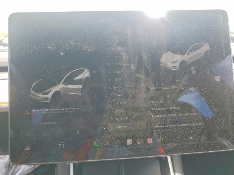 2020 Tesla VIN 5YJ3E1EB2LF650047 COPART salvage auction — FRONT END, Ca - Salvage Certificate, sold $4,000 on 2026-07-24 (photo 9)
