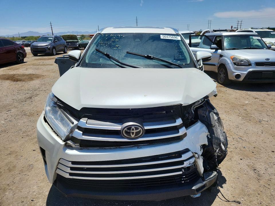 2018 Toyota Highlander VIN 5TDKZRFH3JS544474 COPART salvage auction — FRONT END, Az - Cert Of Title - Salvage, sold $5,200 on 2026-07-06 (photo 5)