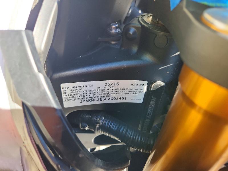 2015 Yamaha Fz09 VIN JYARN33E5FA008451 COPART salvage auction — FRONT END, Fl - Certificate Of Title, sold $2,600 on 2026-07-02 (photo 9)