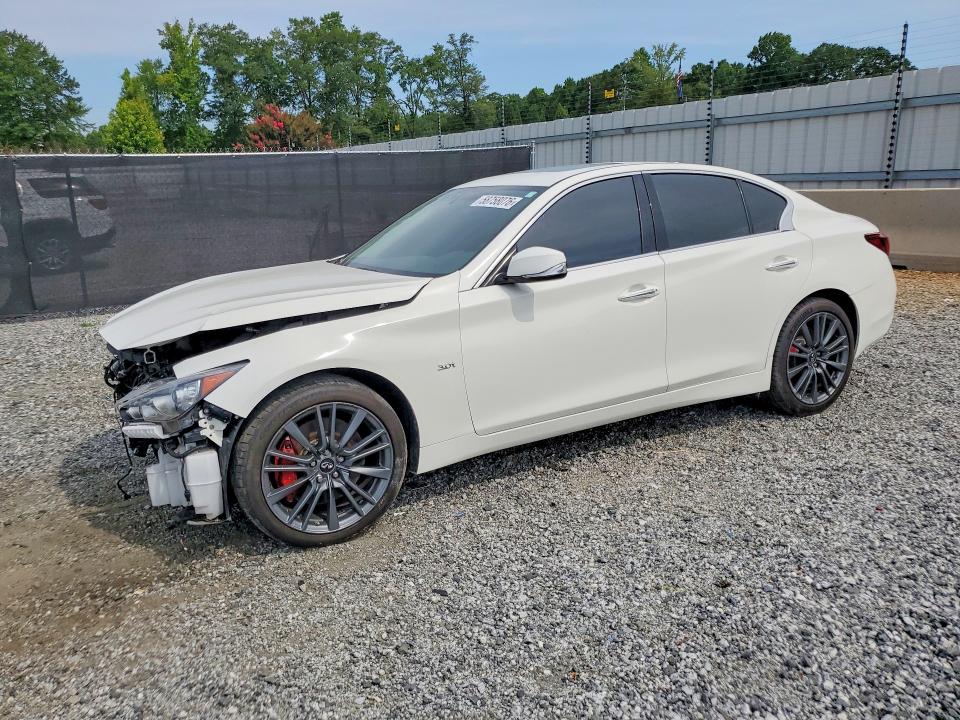 2018 Infiniti Q50 VIN JN1EV7AR7JM445197 COPART salvage auction — FRONT END, IN - CERT OF TITLE - REBUILT VEHICL, sold $3,700 on 2026-07-27 (photo 1)